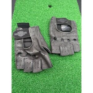 Harley Davidson Motorcycle Fingerless Riding Gloves Mens Size XL Black Leather